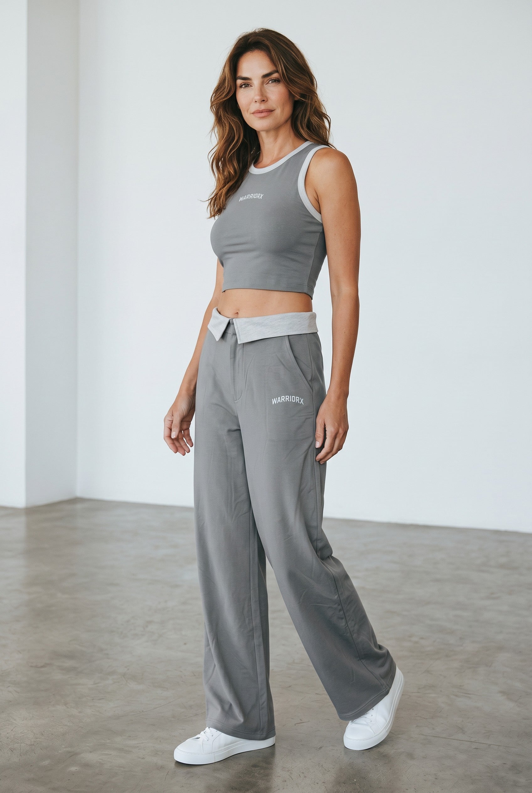 WX WOMEN COTTON TERRY CORD SET TANK TOP WITH PANT STYLE TROUSER