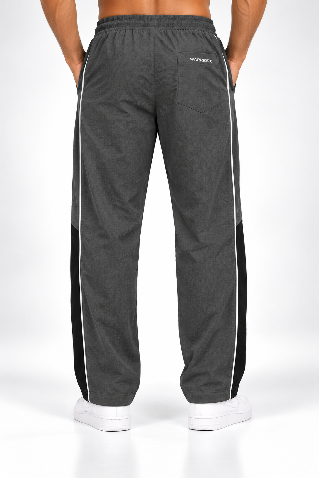 WarriorX Men's Textured Straight-Fit Grey Track Pants