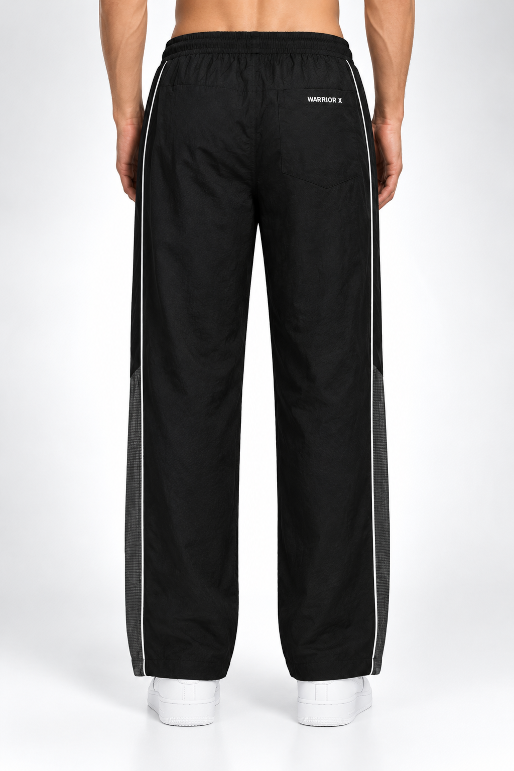 WarriorX Men's Textured Straight-Fit Black Track Pants