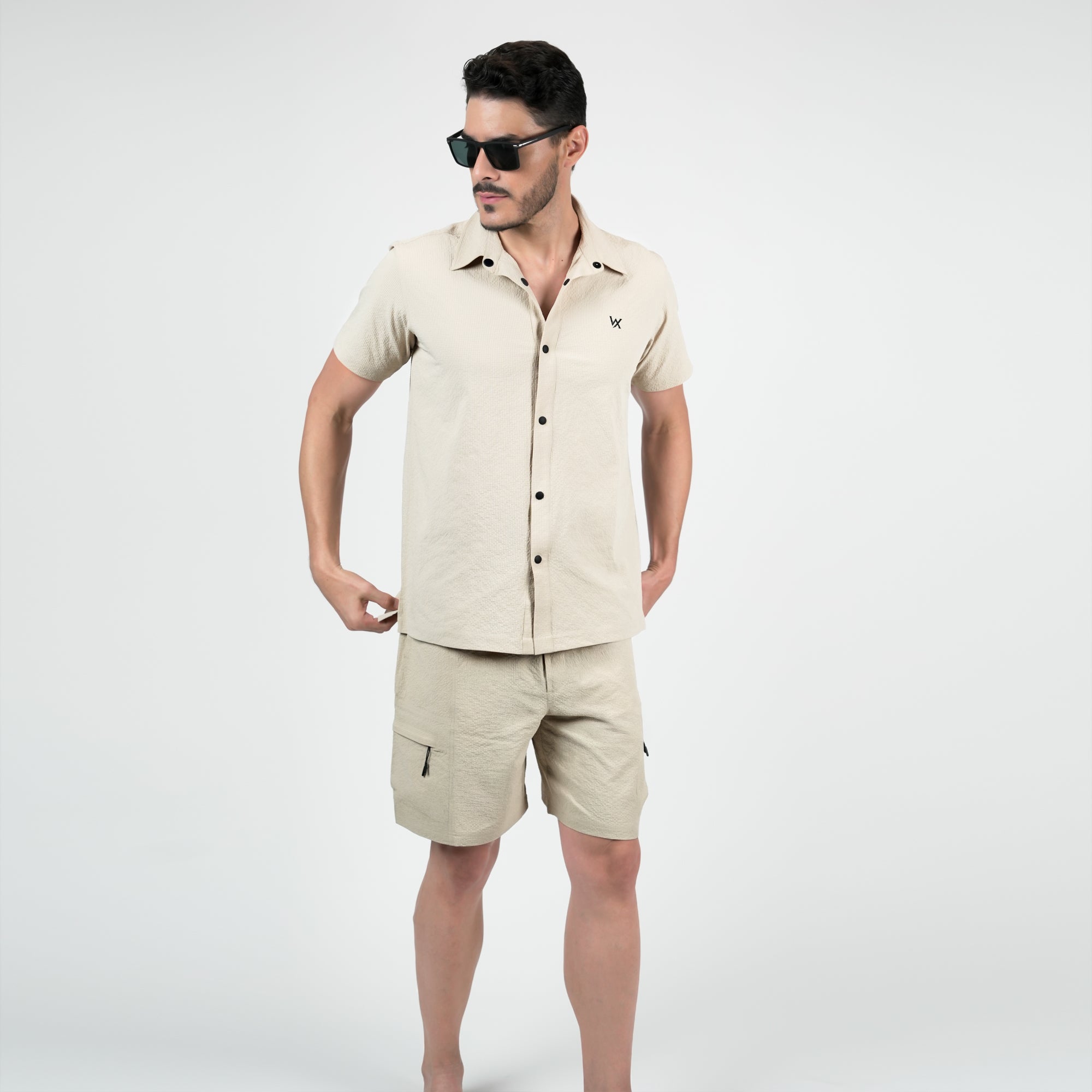 WarriorX Premium Nylon  Beige Co-ord Set for Men