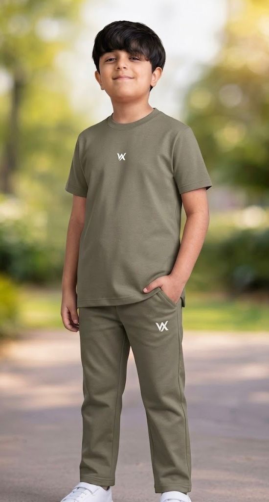 warrior x kids regular fit cotton terry cord set with trouser