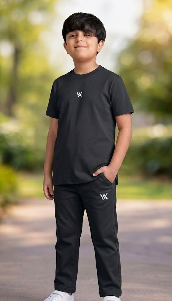 warrior x kids regular fit cotton terry cord set with trouser
