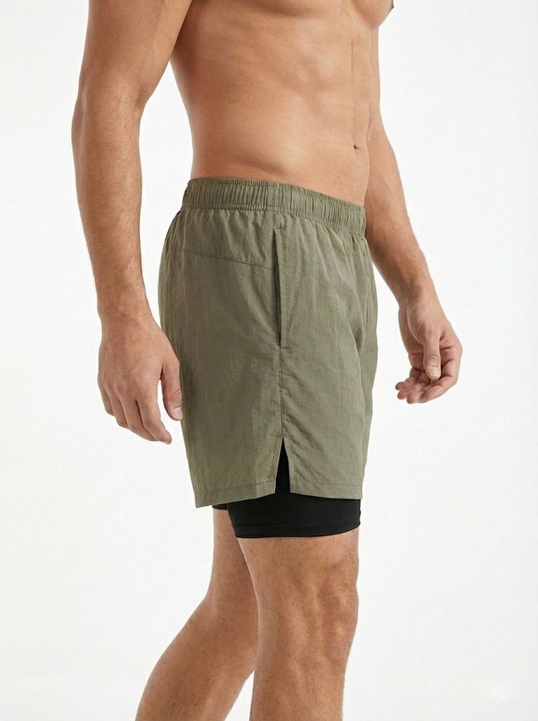 WarriorX Men’s Parachute Nylon Workout Shorts with Inner Liner