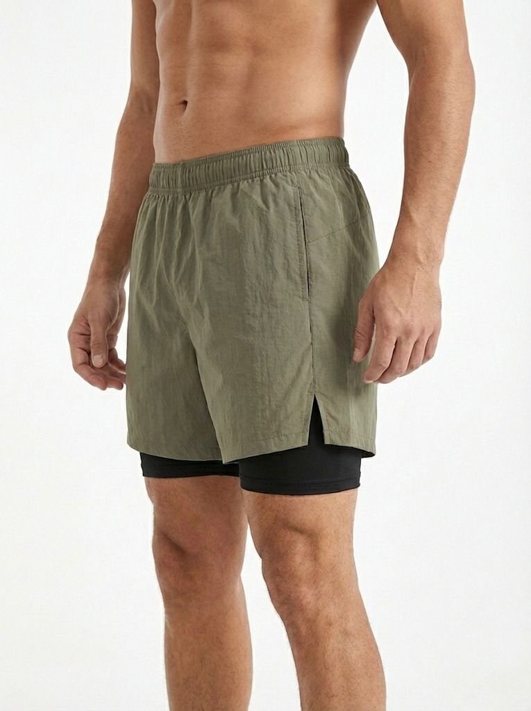WarriorX Men’s Parachute Nylon Workout Shorts with Inner Liner