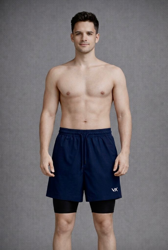 WarriorX Men’s Workout Banana Crush Nylon Shorts with Built-In Compression Liner
