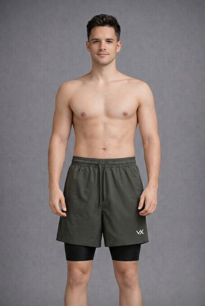 WarriorX Men’s Workout Banana Crush Nylon Shorts with Built-In Compression Liner