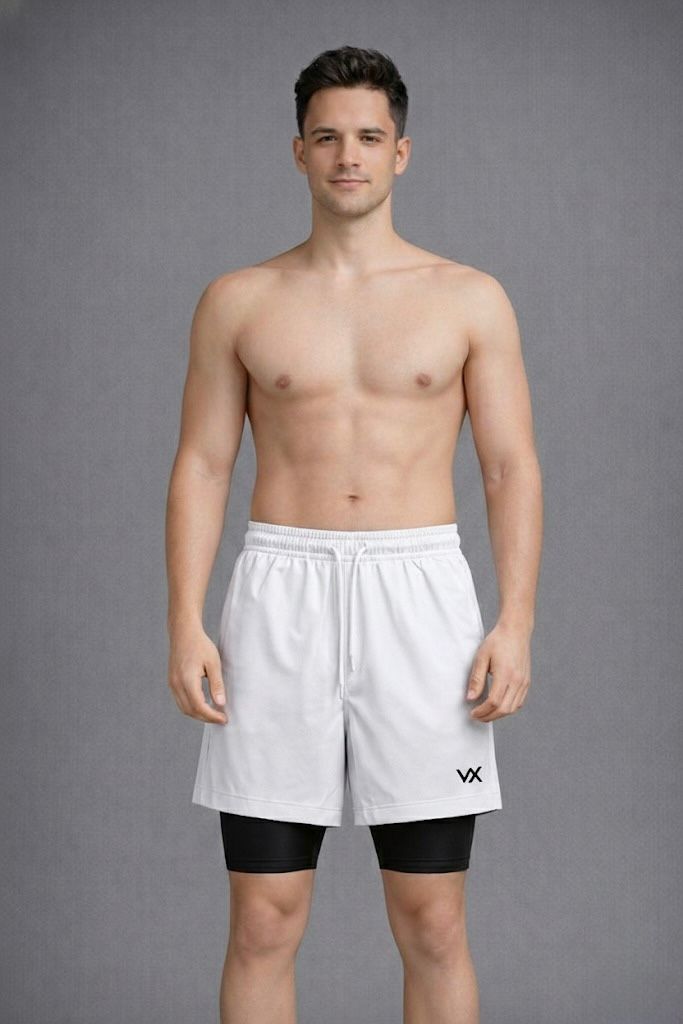 WarriorX Men’s Workout Banana Crush Nylon Shorts with Built-In Compression Liner