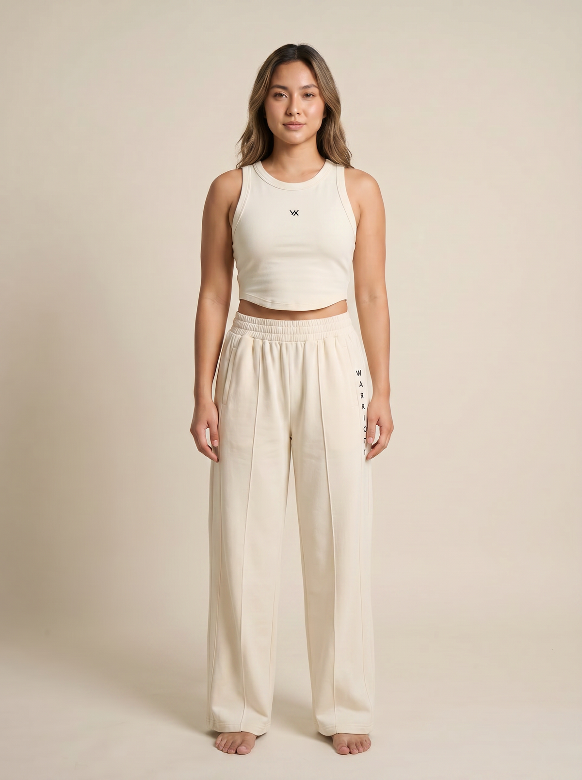WX WOMEN COTTON TERRY CORD SET WITH TANK TOP AND LOSSE FIT TROUSER