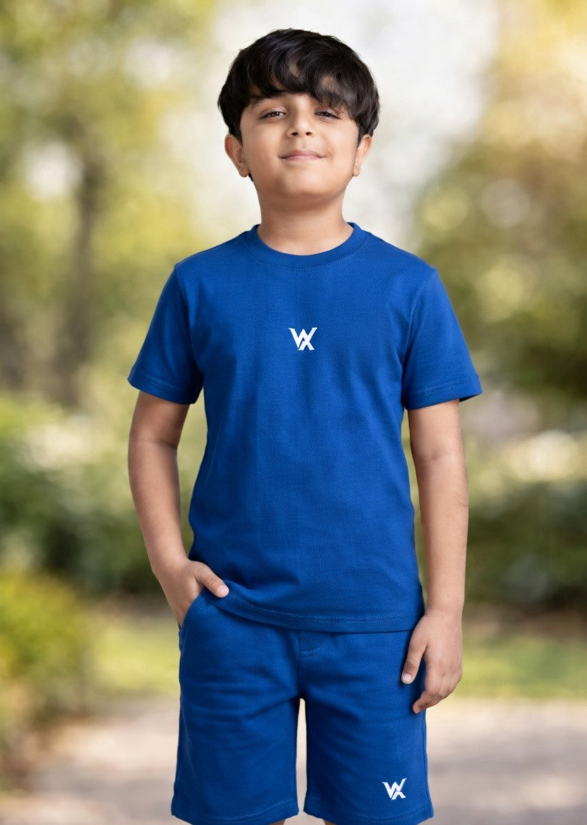 warrior x kids regular fit cotton lycra cord set with shorts