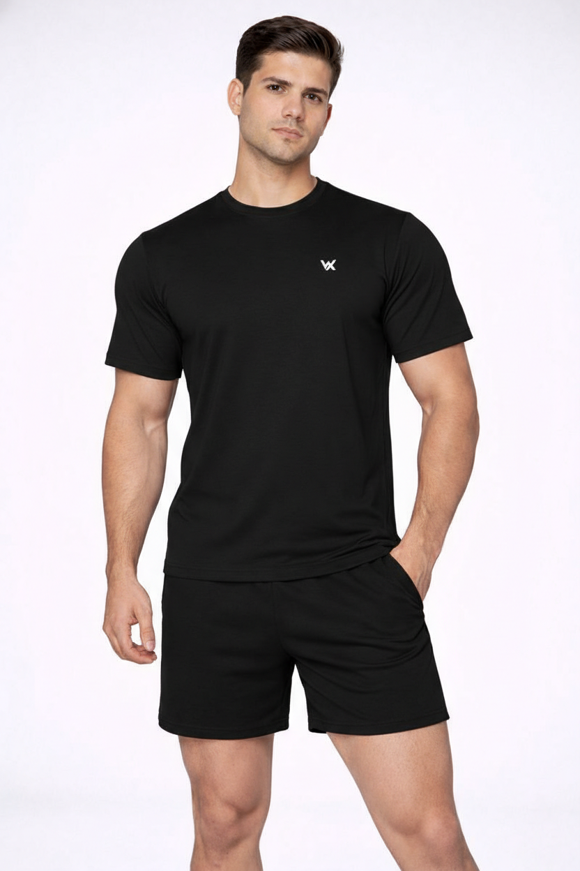 WarriorX Men’s Performance Fit Cotton Lycra Shorts & T-shirt Cordset