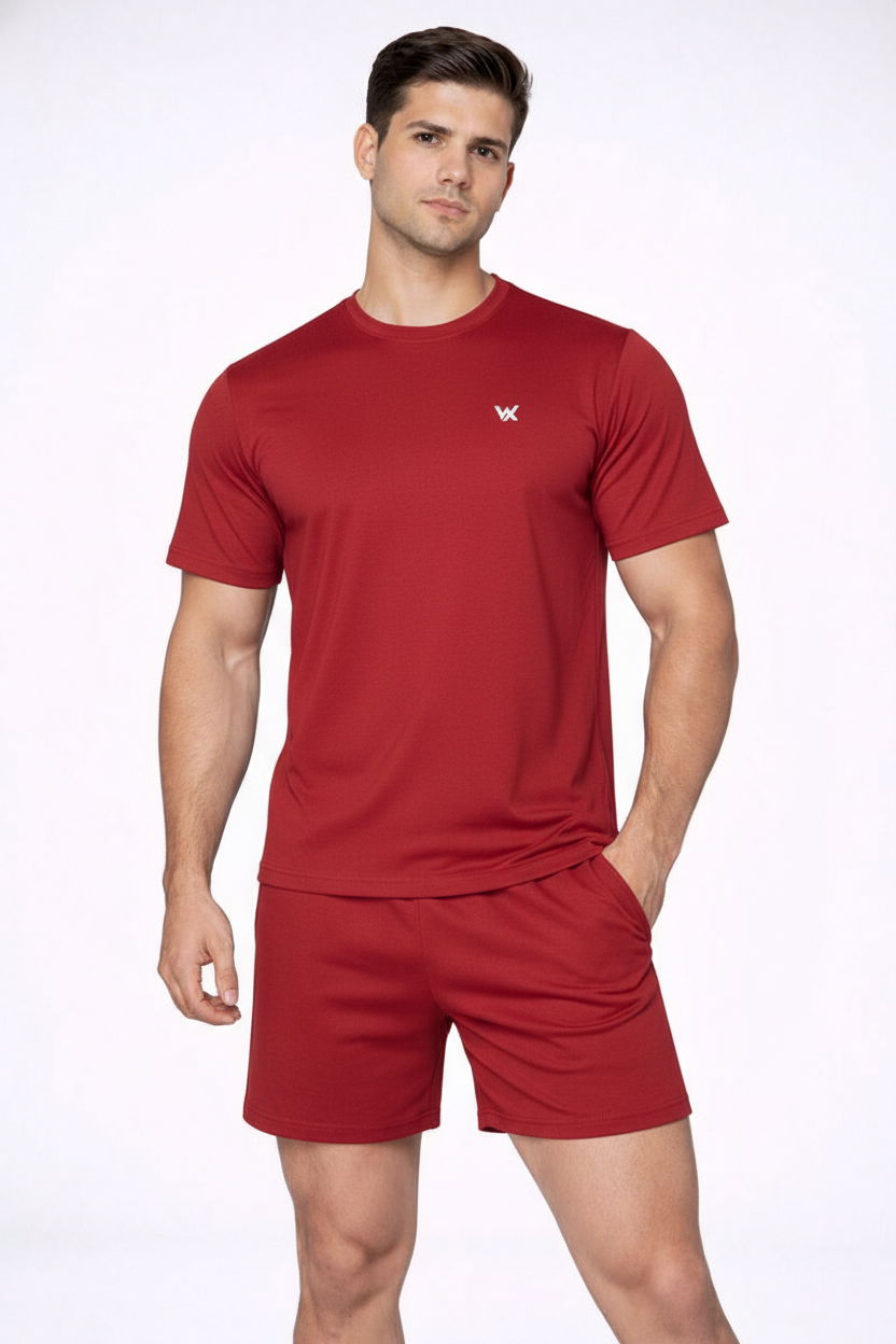 WarriorX Men’s Performance Fit Cotton Lycra Shorts & T-shirt Cordset