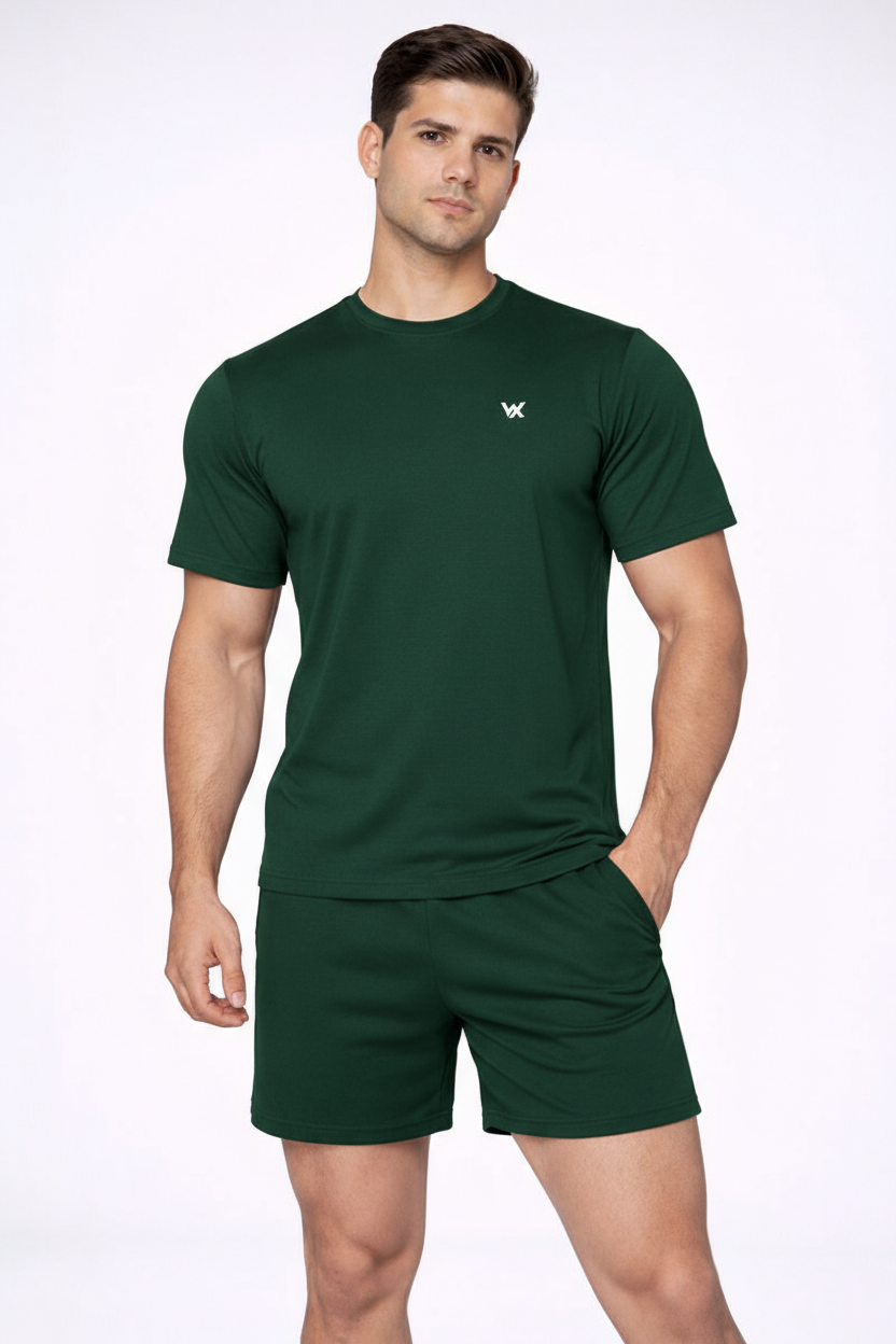 WarriorX Men’s Performance Fit Cotton Lycra Shorts & T-shirt Cordset