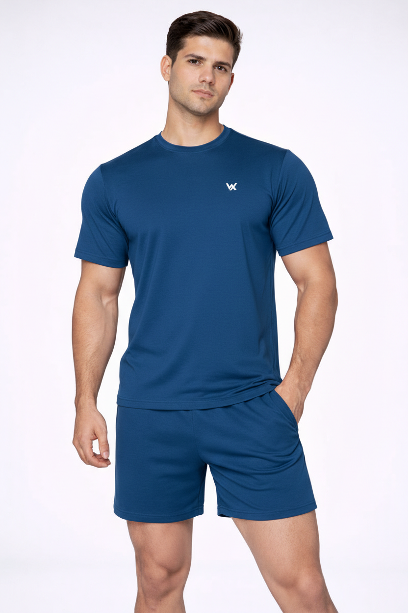 WarriorX Men’s Performance Fit Cotton Lycra Shorts & T-shirt Cordset