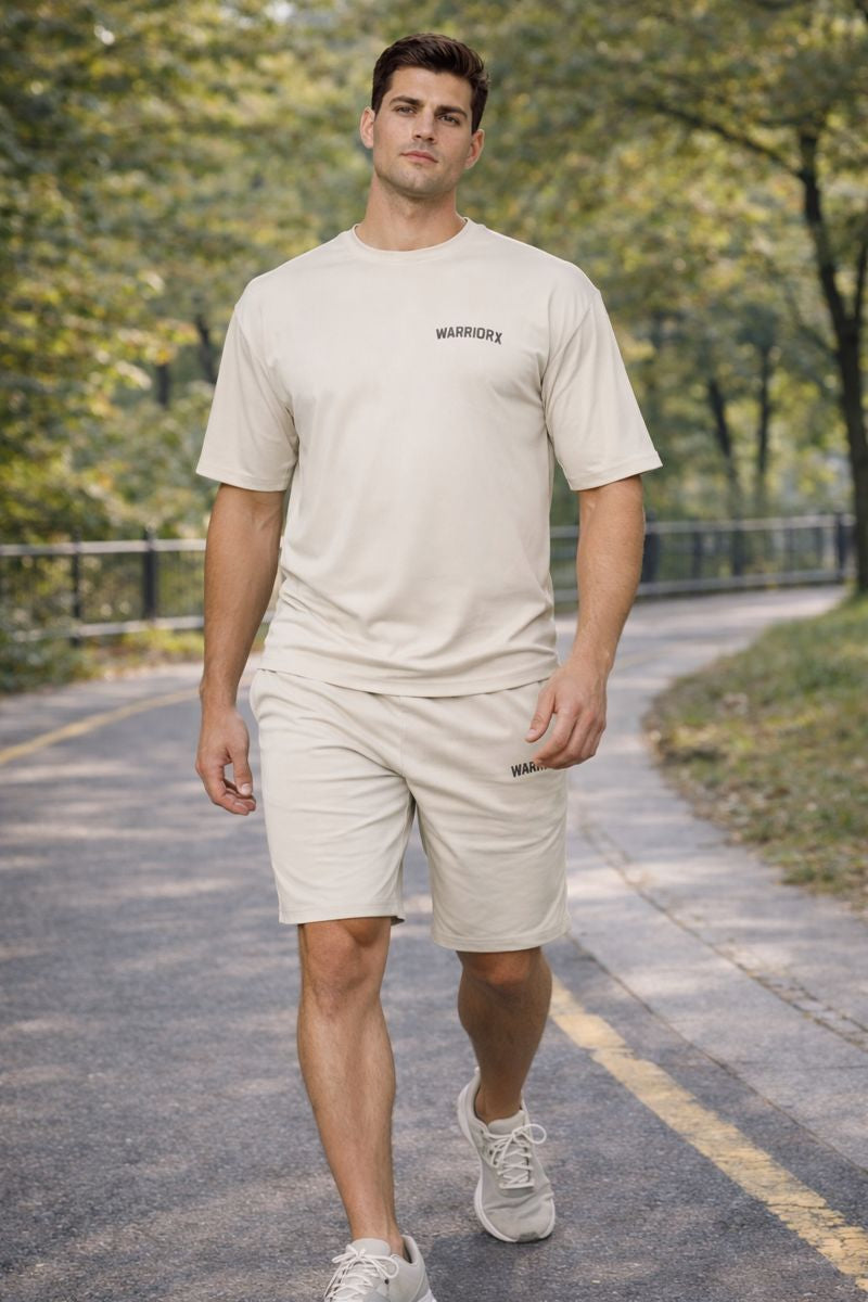 WarriorX Men’s Casual Cotton Relaxed Cordset with Tshirt & Shorts