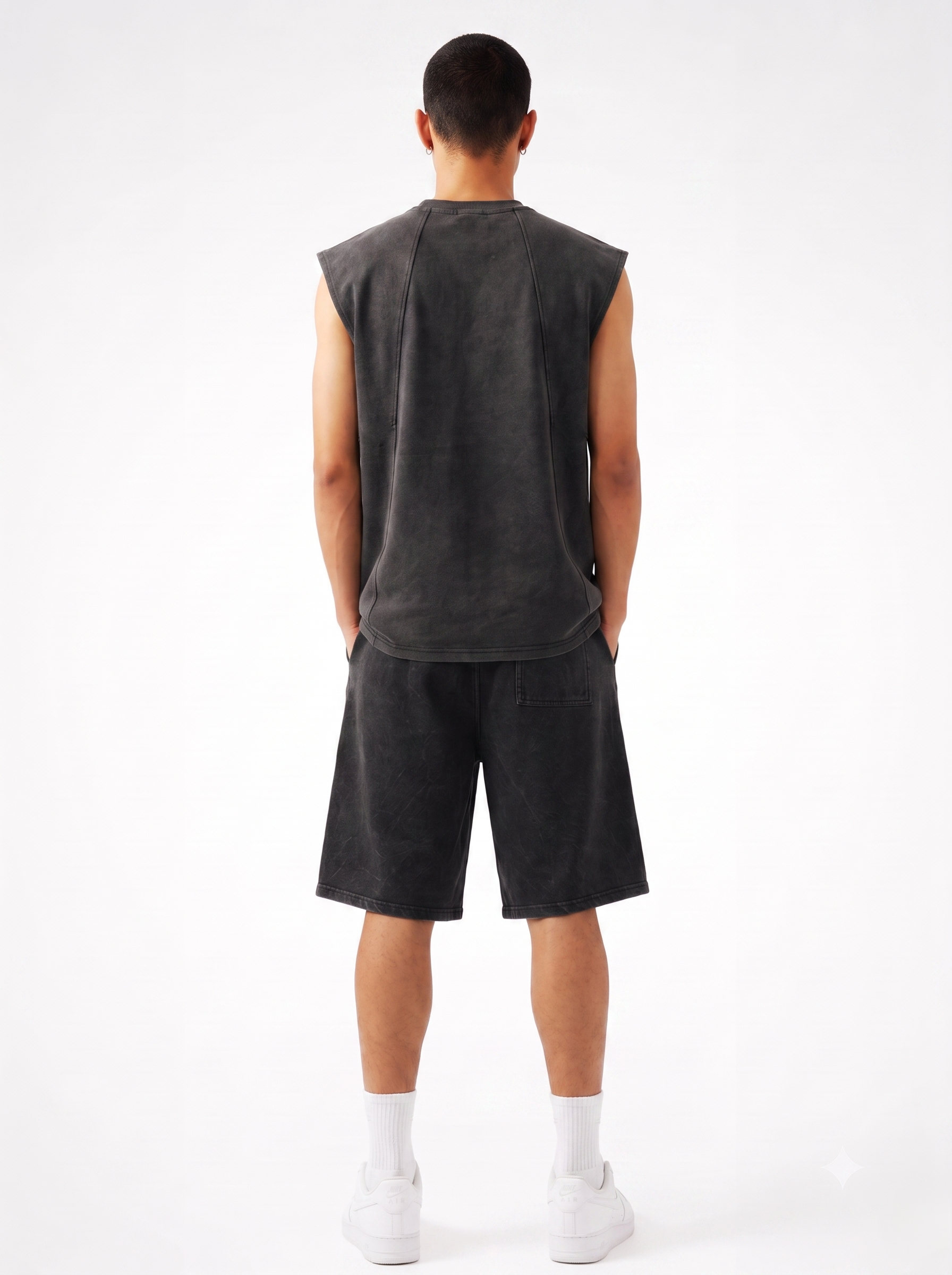 WARRIORX MENS ACID WASH CORDSET WITH JORTS