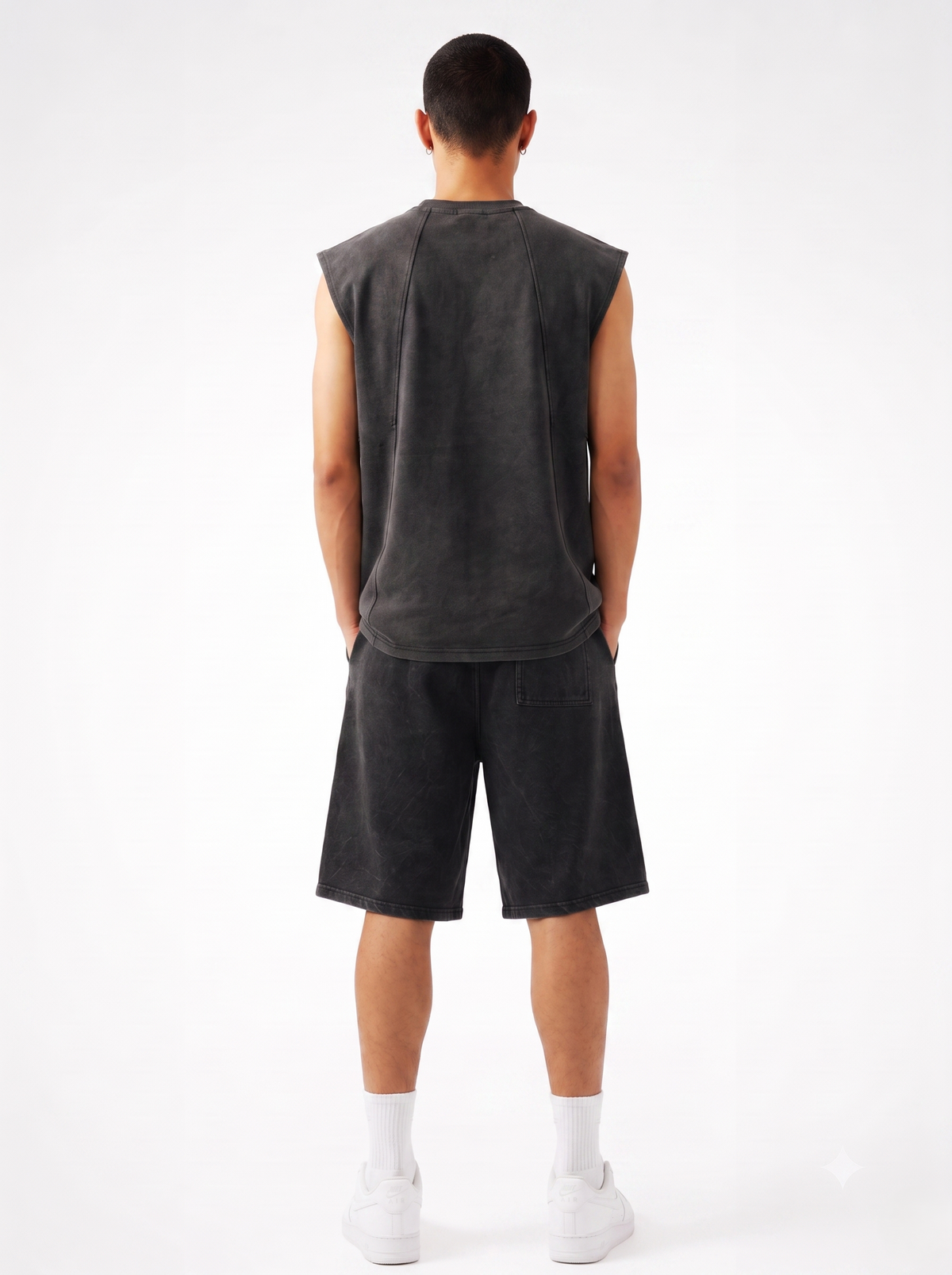 WARRIORX MENS ACID WASH CORDSET WITH JORTS