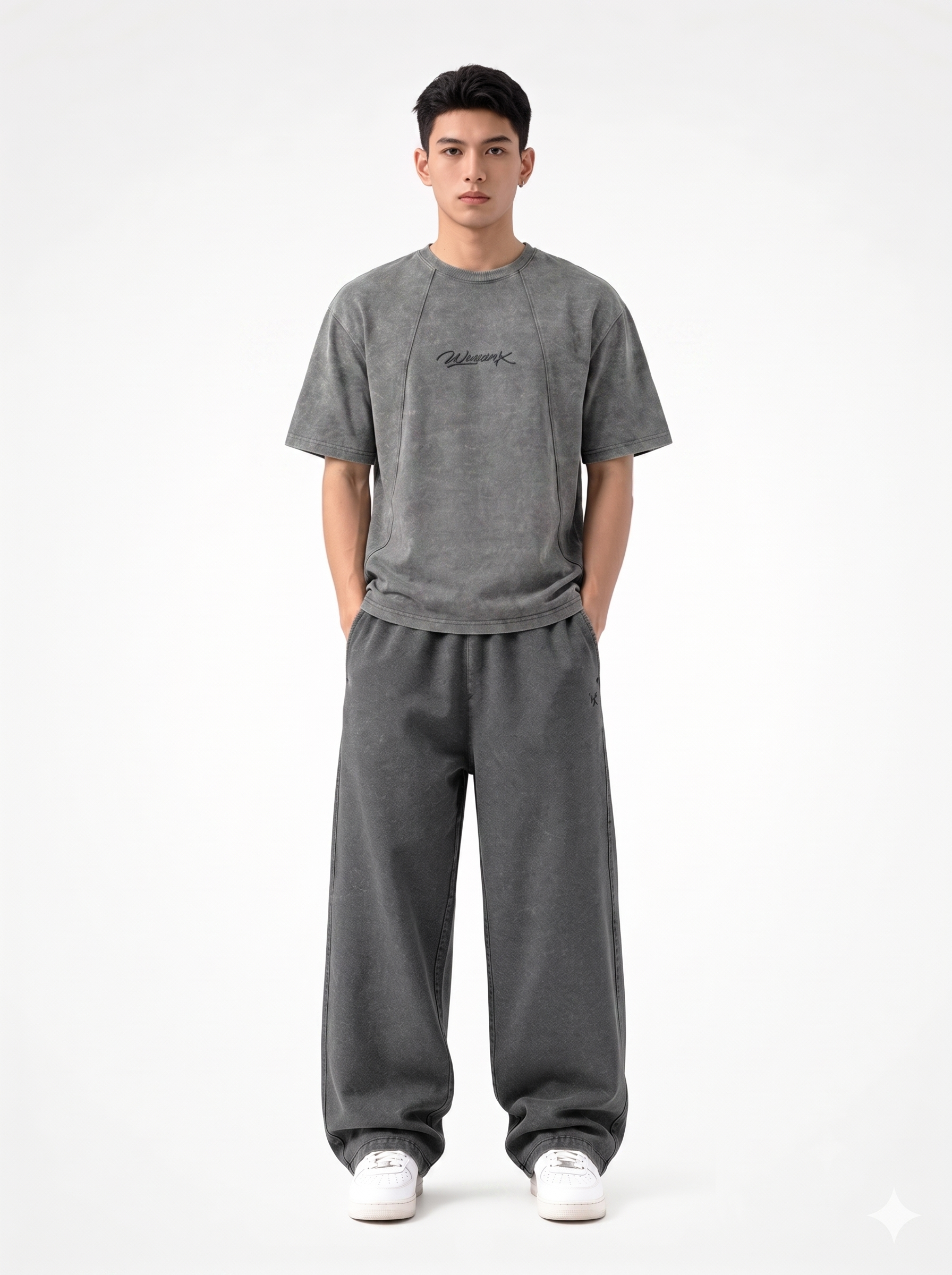 WARRIORX MEN'S ACID WASH CORDSET