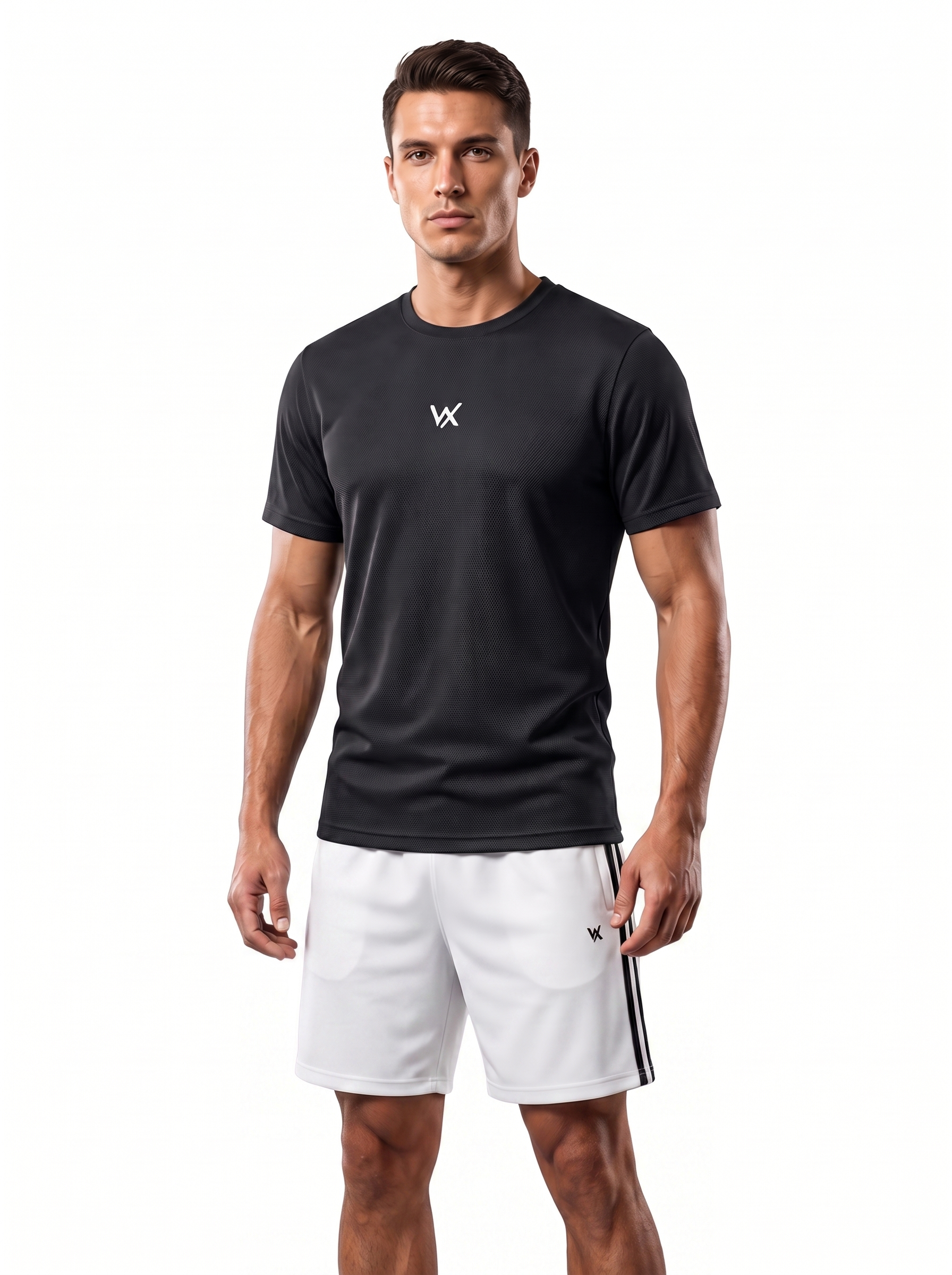 warriorx mesh black tshirt and shorts cordset
