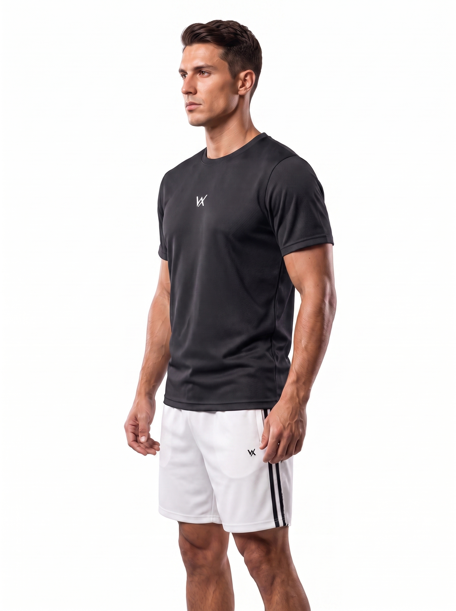 warriorx mesh black tshirt and shorts cordset