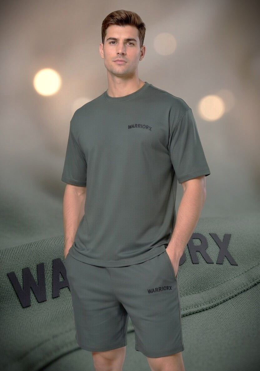 WarriorX Men’s Casual Cotton Relaxed Cordset with Tshirt & Shorts