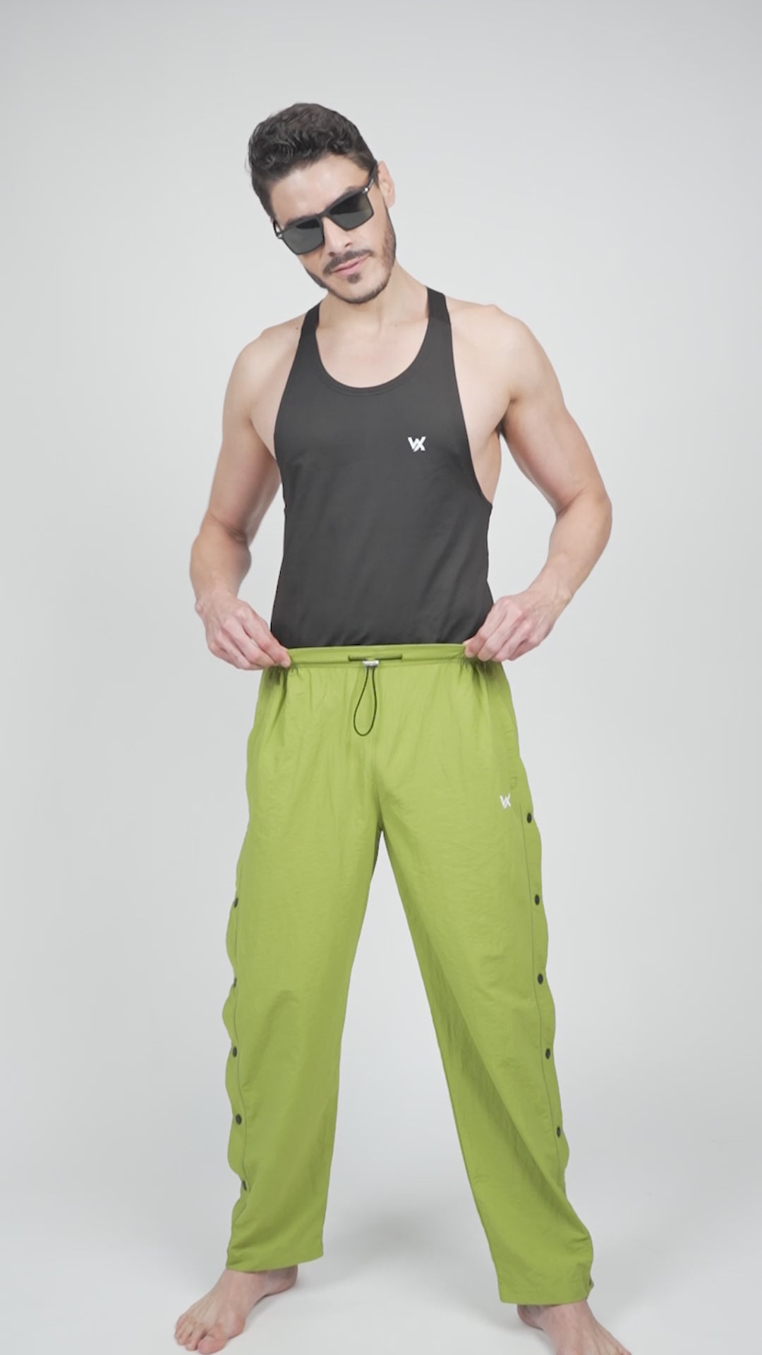WarriorX Nylon Crush Pants With Side Snap button