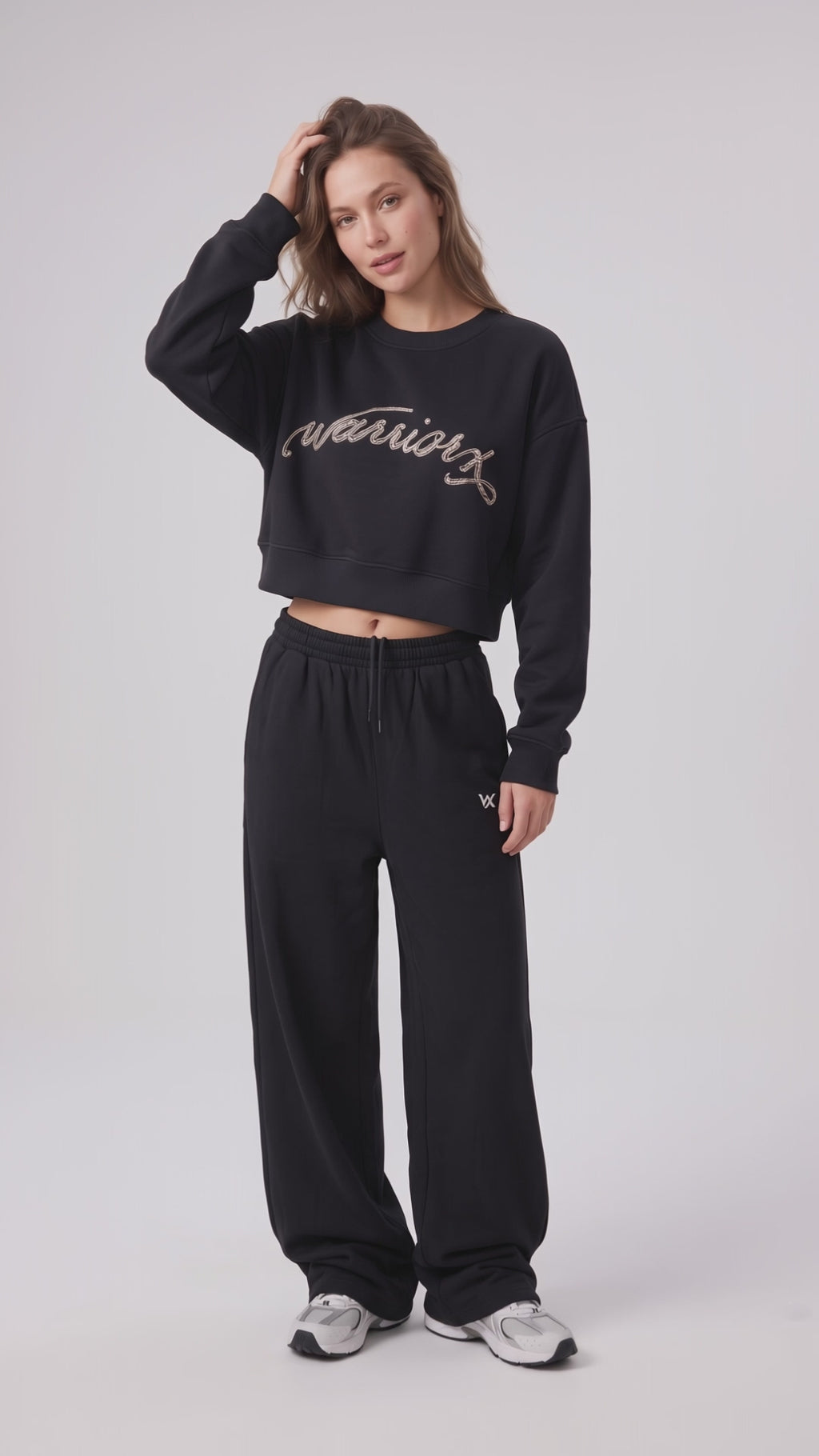 WarriorX Crystal Script Crop Sweatshirt