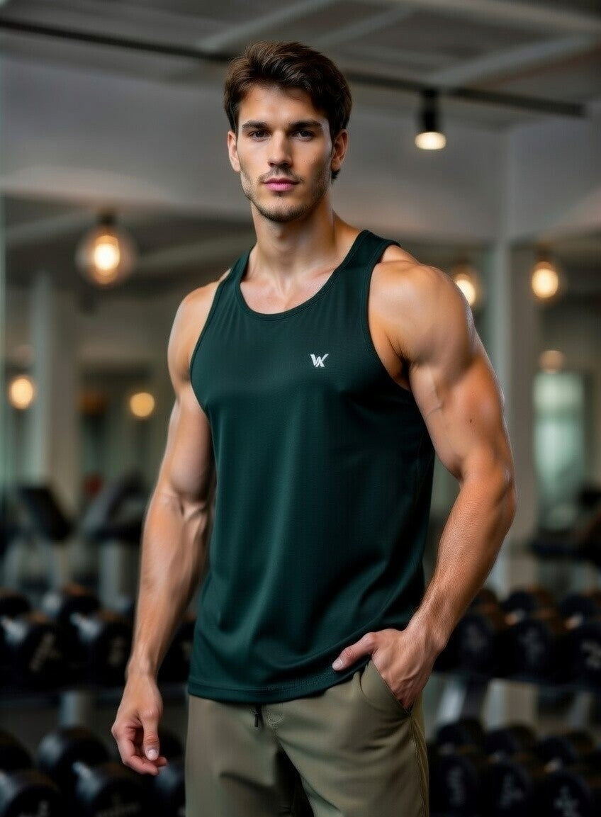 WarriorX Men’s Cotton Lycra Sleeveless Stringer with Round Neck