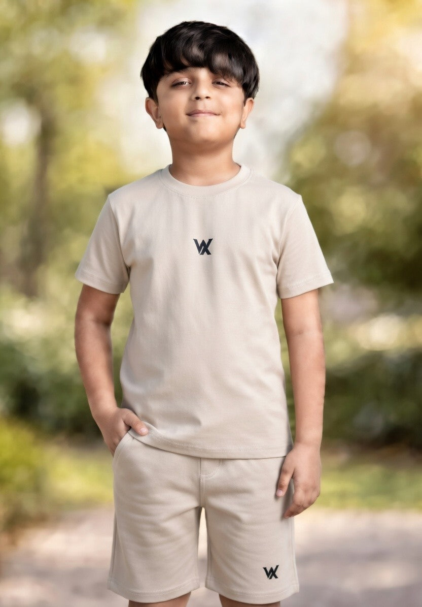 warrior x kids regular fit cotton terry cord set with shorts